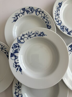 Set Of IKEA Promenad Soup Pasta Bowls Blue And White Made In