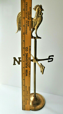 Vintage Brass Rooster Weathervane w/Traditional Directionals  Signed  MANN 1981