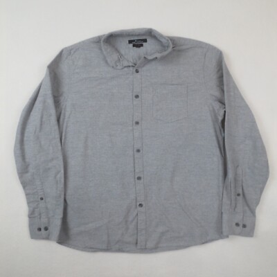 Marc Anthony Shirt Mens Large Gray Slim Fit Heavyweight Flannel Button Up