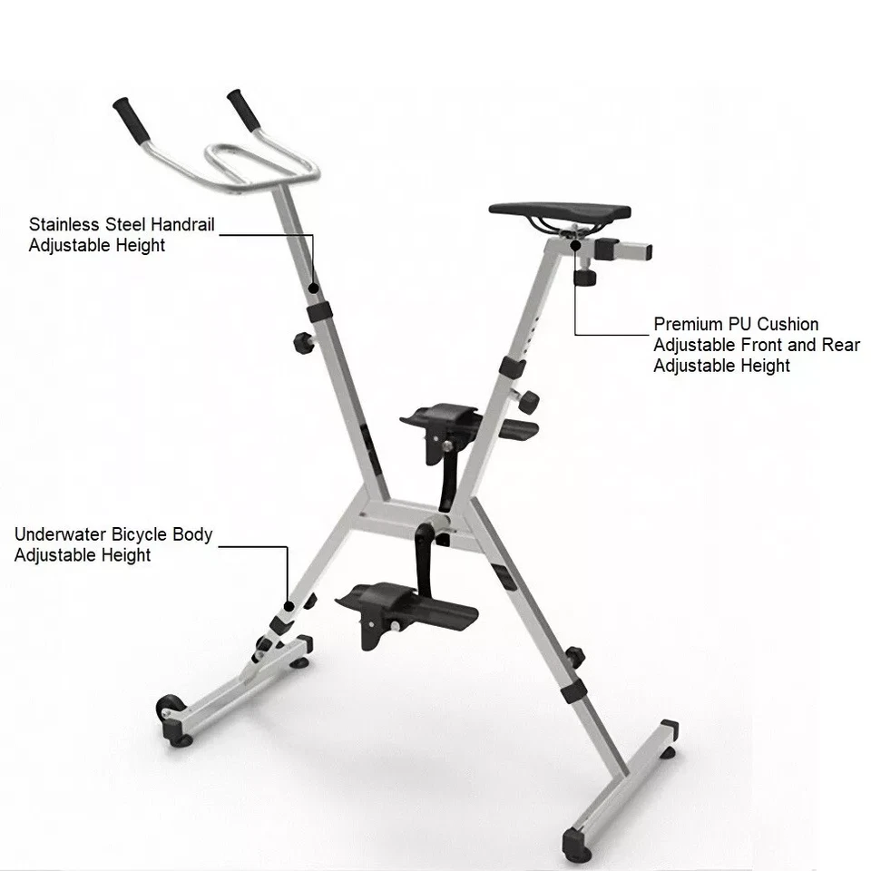 Bicicleta Acuática Bicicleta Subacuática Piscina Ejercicio Fitness Equipo Acero Inoxidable Foto 3 de 4