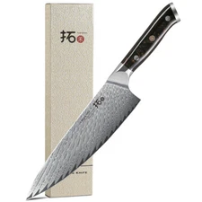 TURWHO 8in Chef Knife Japan VG10 Damascus Steel Kitchen Knife Black Resin Handle
