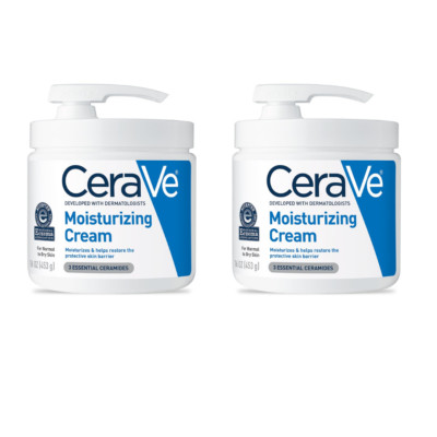 2 Pack CeraVe Moisturizing Cream with Pump, Body & Face Moisturizer, 16 Oz