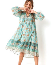Spell & The Gypsy ~ Seashell Midi Boho Dress in Seafoam XXS Fit AU 6 8 US 2