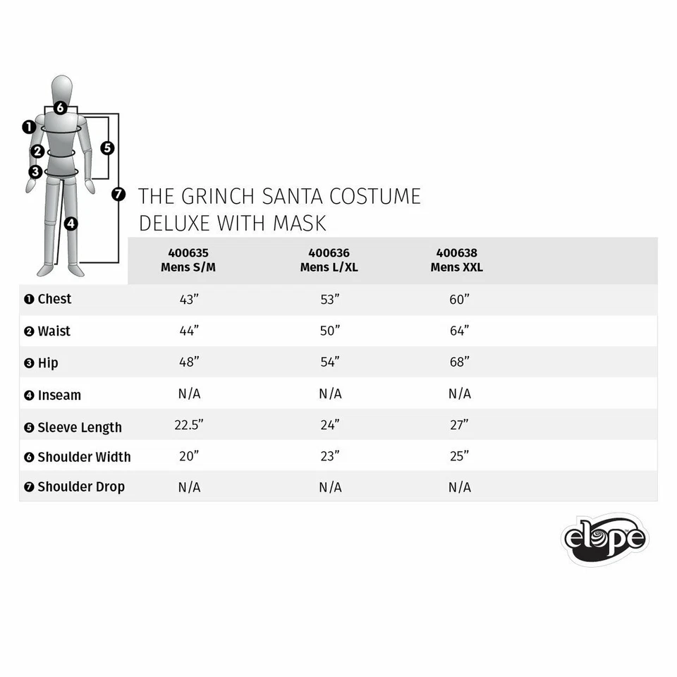Disfraz de Papá Noel Dr. Seuss El Grinch Dlx con Máscara Sombrero Guantes Adulto S/M LICENCIADO Foto 2 de 4