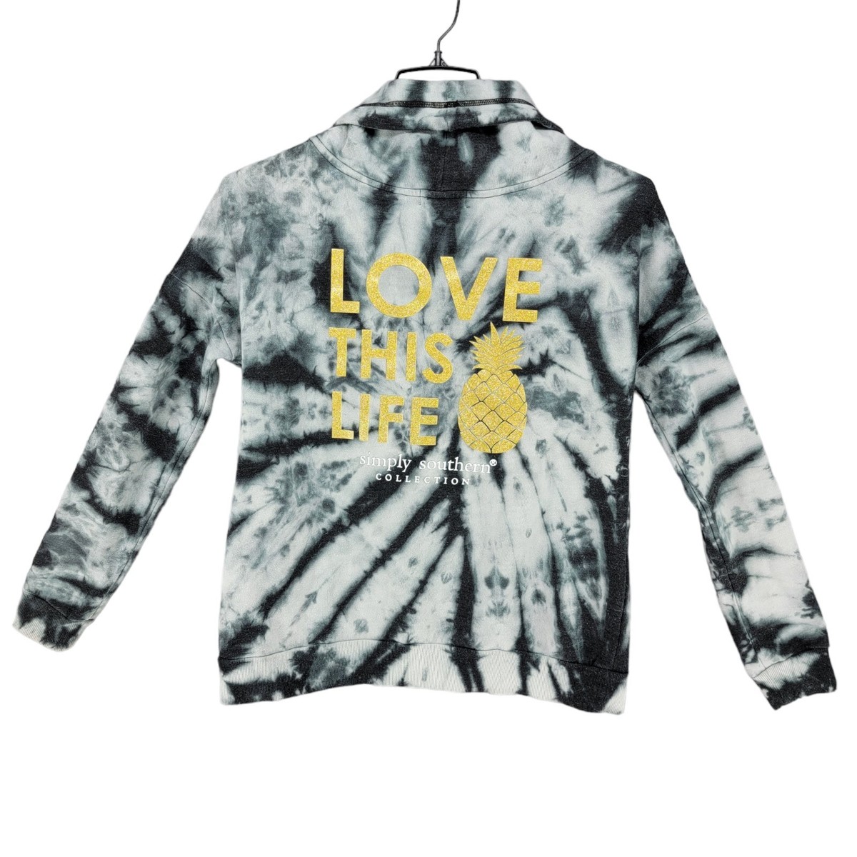 Simply Southern Womens Sweatshirt Cowl Neck Small Tie Dye Love
