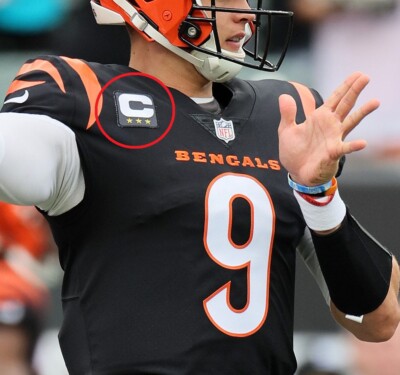 2022 Cincinnati Bengals Joe Burrow Qb Kapitän 3-     Star Aufklebbare Schwarz