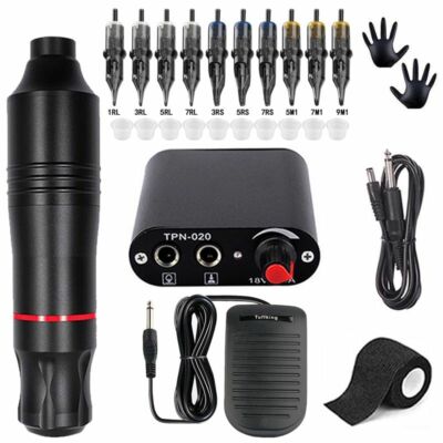 Portable Tattoo Kit Tattoo Machine Pen With Cartridges Needles Permanent Makeup