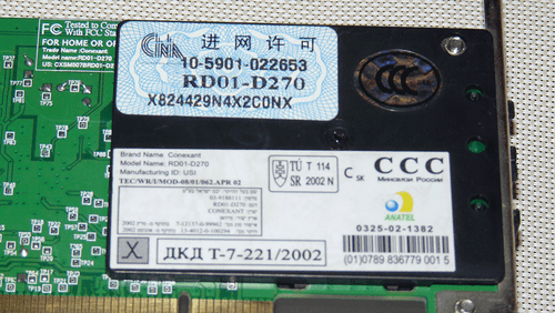 Conexant RD01-D270 56K V.92 PCI Fax/Modem Card IBM FRU 22P7943  - Picture 5 of 5