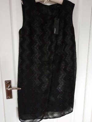 Marks & Spencer Black Sleeveless Sparkly Dress Size 12 - New With Tags