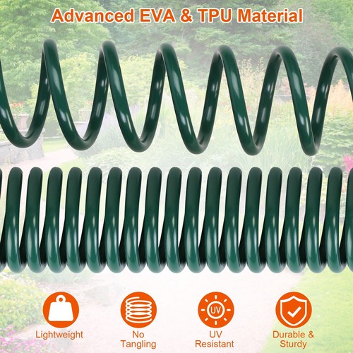 24FT-65FT Coil Garden Hose EVA Flexible Water Self-coiling Hose w/ 7 Spray Nozzl - Picture 9 of 21