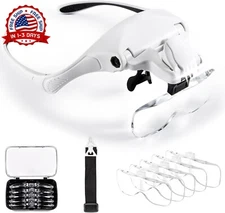 Lupas con Luz para Trabajo de Cerca Lente de Aumento con 4 Luces LED y 5 Lentes