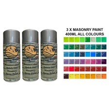 Spray Paint Masonry 3 Cans 400ml Quick Dry Gloss 45 Colours Outdoor Walls Garden