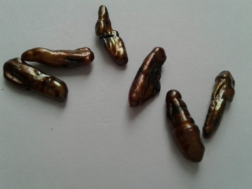 6 Iridescent Freshwater Biwa Pearl Beads. Brown. 16-17mm. Jewellery/Bead/Crafts - Picture 14 of 16