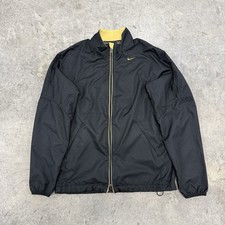 Nike Jacket Women M Black Zip Track Pockets Swoosh Athletic Windrunner