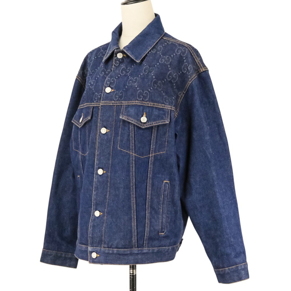 GUCCI GG Embossed Denim Jacket Trucker Jacket 771450 Indigo mens