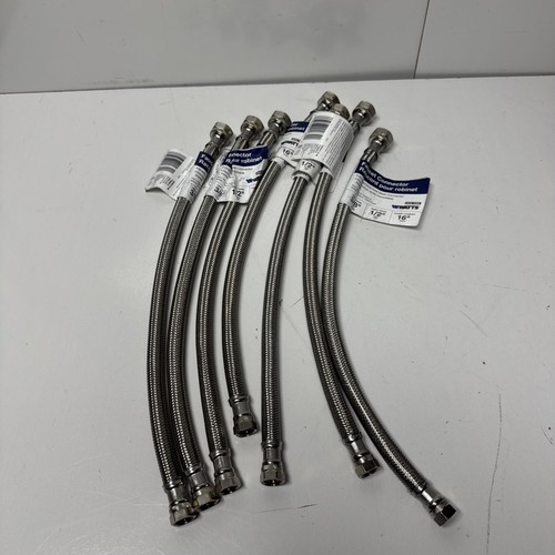 Plumbing Lot 7 pcs 1/2"FIP X 3/8"Comp X 16" SS Faucet Supply Connector Lines