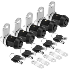5 Pack Heavy Duty Cabinet Lock with Keys, Black, 7/8'' Tubular Cam Lock for R...