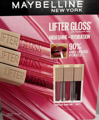 Maybelline Lifter Gloss 3 Pack - Bubble Gum, Gummy Bear & Taffy - New - Sealed