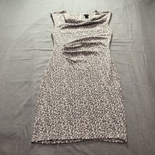 Ann Taylor Shift Dress Women's M Cowl Neck Animal Abstract All Over Print Gray