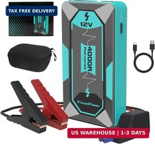 4000A Peak Car Jump Starter, 12V Portable Battery Booster for 7.0L Gas  5.0L Di