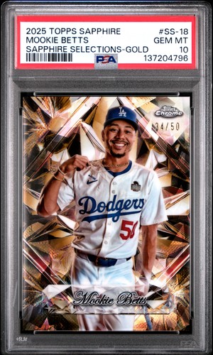 2025 TOPPS CHROME SAPPHIRE SAPPHIRE SELECTIONS GOLD MOOKIE BETTS 34/50 PSA 10