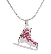 3D Turquoise Crystal Ice Skate Necklace Figure Skating Pendant Skater Necklace J