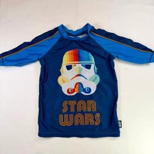 Star Wars Stormtrooper Long Sleeve Rashguard Swim Shirt Kids 7/8 Blue Disney