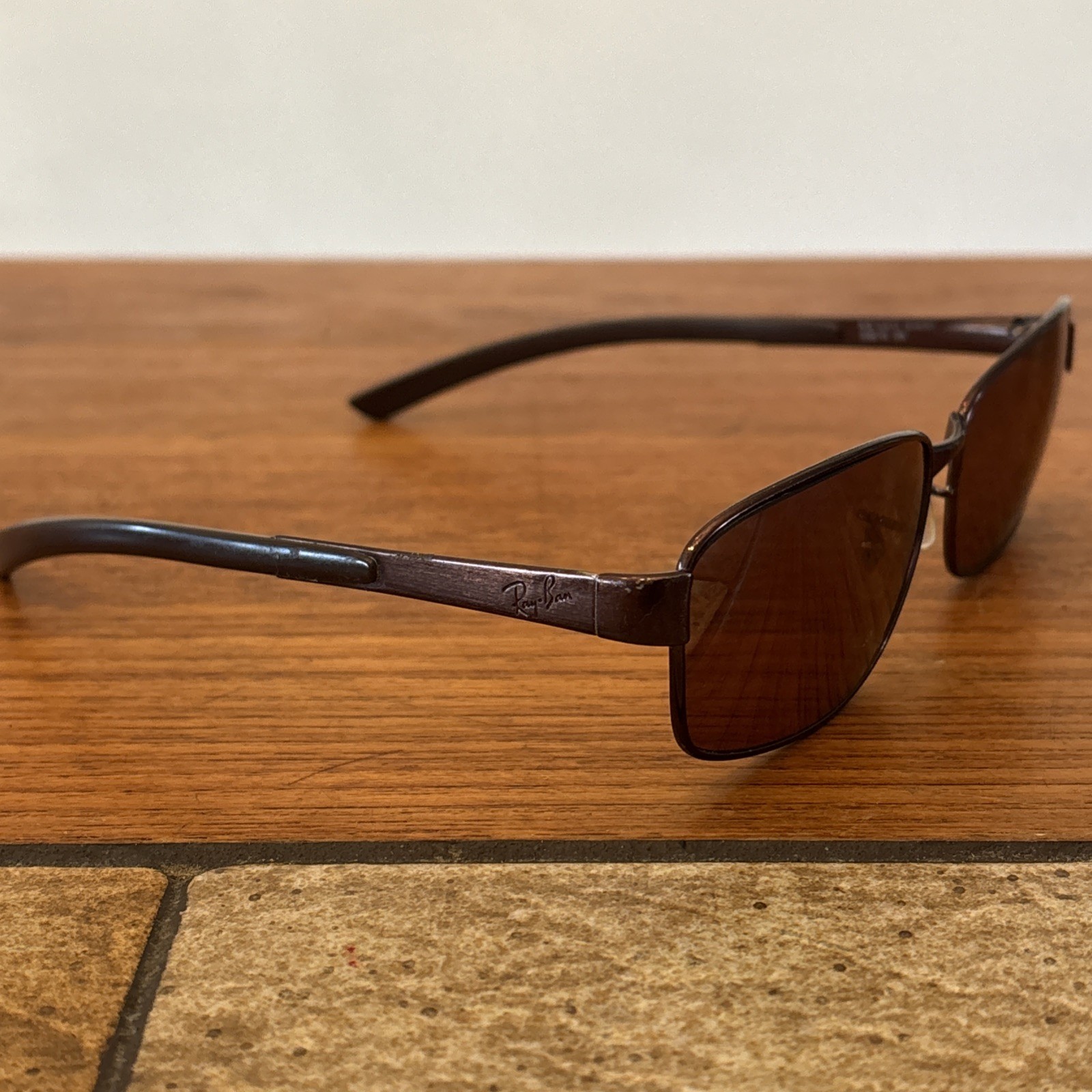 Ray Ban RB3413 (59mm) Metal Rectangle Sunglasses Brown Mirror Made in Italy image 6