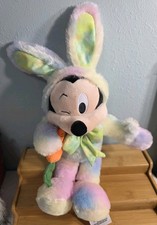 Disney Parks Mickey Mouse Easter Bunny Plush Eating A Carrot 18" Pastel Colors