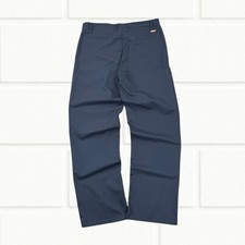 Dickies Navy Trousers W34 L32 Mid Rise Straight Fit Cotton Blend Pockets Logo