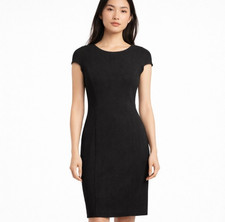 Armani Collezioni Black Textured Stretch Sheath Dress Size 10 Made in Italy