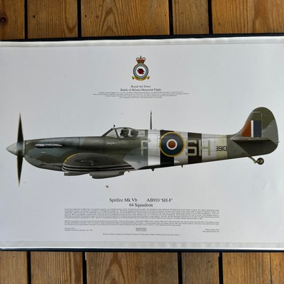 Squadron Print Spitfire Mk. VB - AB910 'SH-F' RAF 64 Squadron D-Day Invasion