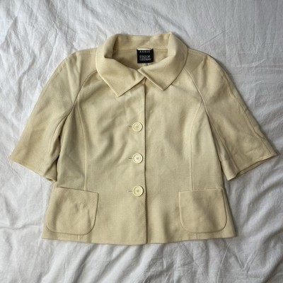 AKRIS Bergdorf Goodman Beige Yellow Stretch Knit Blazer Jacket 10