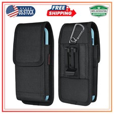 Phone Holster for Belt Metal Clip Magnetic Closure for iPhone and Galaxy M-Black