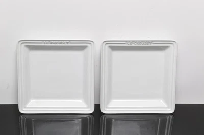 Le Creuset Stoneware Square Plate White 8.25" Set Of 2 Brand New