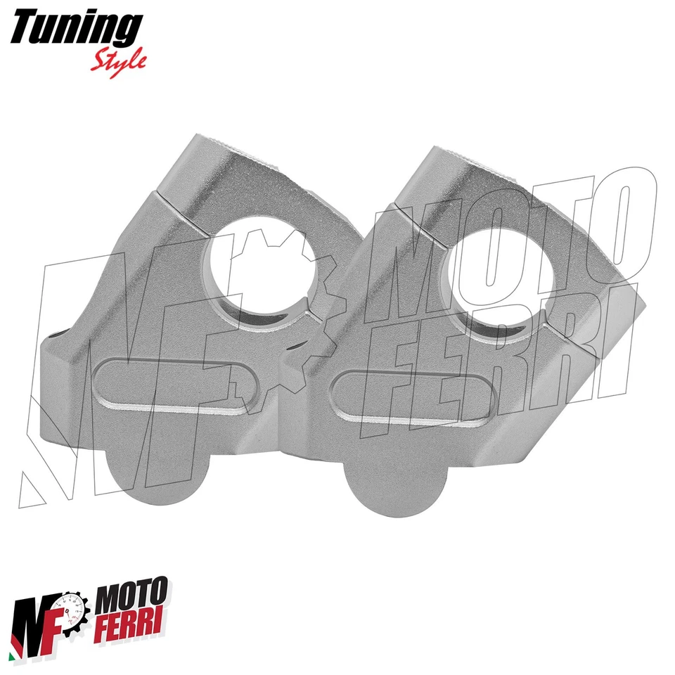 MF3444 Kit Riser 40mm Rialzo Manubrio 22mm Argento Alluminio CNC Universale Moto - Immagine 2 di 4