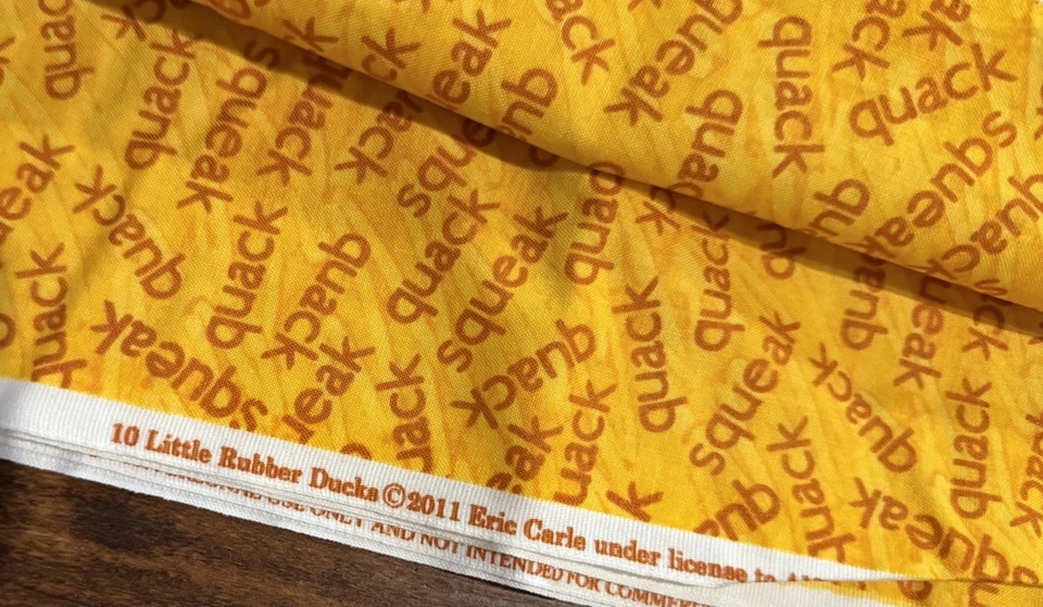 Andover Fabric 10 Little Rubber Ducks Eric Carle QUACK SQUEAK Yellow 44” BTY - Image 3 of 4