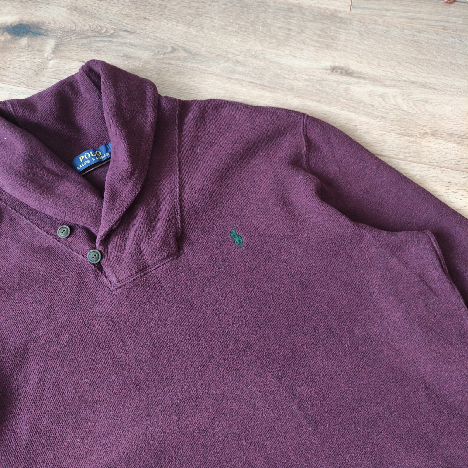 Felpa vintage PRL Polo Ralph Lauren Big Pony bordeaux finto collo taglia L
