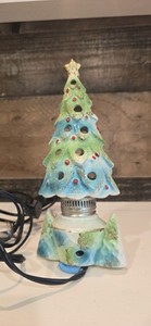 Vintage 1950s Tilso Japan Blue and Green Light UP Ceramic Christmas Tree Figure