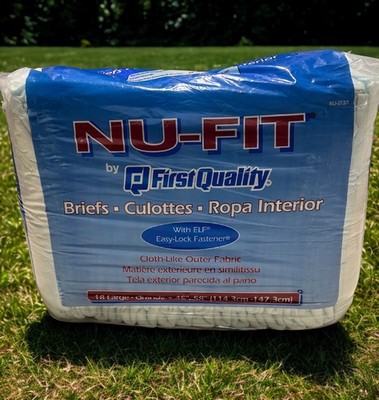 NU-FIT First Quality Adult Incontinence Briefs-Large Size,Pack of 18-Max Comfort