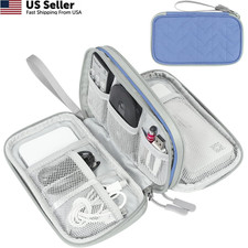 FYY Travel Cable Organizer Pouch Electronic Accessories Small, Blue-Pattern