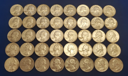Lot of 40 ($10 face) *Circulated* 90% Silver Washington Quarters all pre 1965