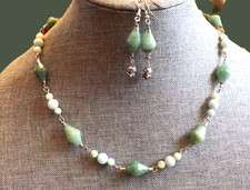Green Aventurine Bi-cone bead Necklace Set  A...