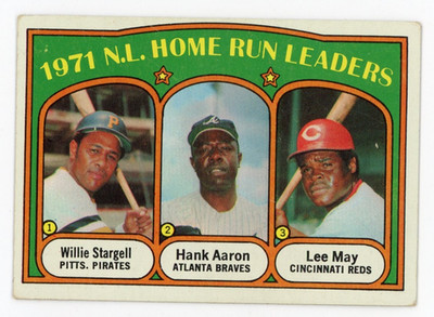 1972 Topps Baseball #89 1971 NL Home Run Leaders Stargell Hank Aaron May HOF
