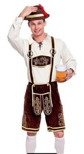 Men  s Bavarian German Oktoberfest Lederhosen MED 4 PC Beer Fest Costume Hallowee