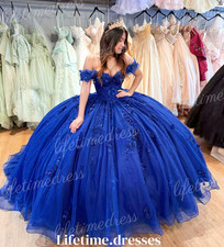 Sweet 15 Quinceanera Dresses Party Royal Blue Glitter New Arrival Girl Ball Gown