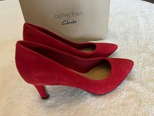 Clarks Women's Illeana Tulip Red Suede Pumps size 8.5M