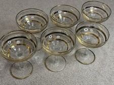 Cocktail Glasses X6 Vintage Gold Rimmed Retro