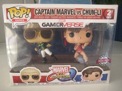 Funko pop/ 2 Figurines /Captain Marvel VS Chun-Li/boite abimé - Photo 1/4