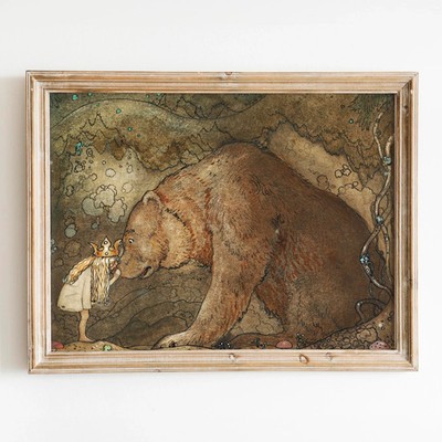 Poor Little Bear John Bauer Princess and Bear Wall Art Poster Print